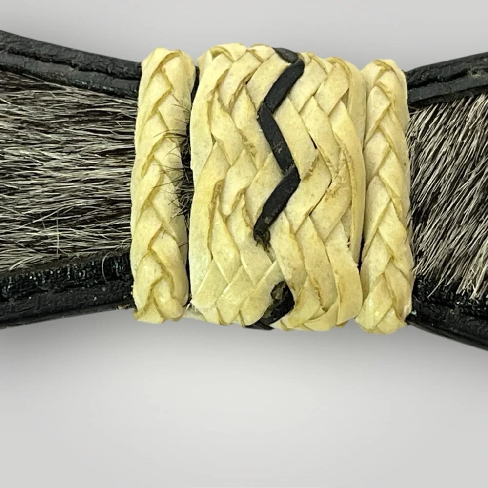 Ranger Belt Company Black & White Calf Hair On Leather Belt Size 32-34 NO BUCKLE